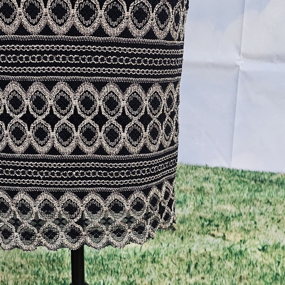 CACHE | CROCHETED LACE COCKTAIL BODYCON QUARTER SLEEVE DRESS - Picture 14 of 16